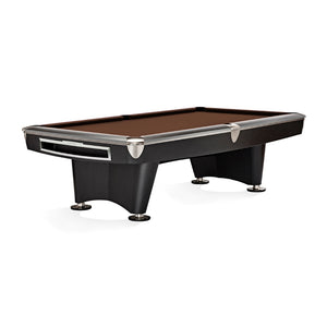 Brunswick Billiards Gold Crown VI Pool Table Matte Black in Chocolate Brown - Game Room Spot