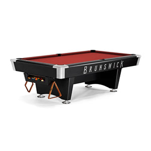 Brunswick Black Wolf Pro Pool Table Gully Return in Cardinal Red - Game Room Spot