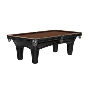 Brunswick Glenwood Matte Black Pool Table Tapered in Chocolate Brown - Game Room Spot