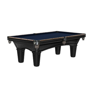 Brunswick Glenwood Matte Black Pool Table Tapered in Midnight Blue- Game Room Spot