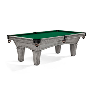 Brunswick Glenwood 8' Rustic Grey Pool Table Tapered in Brunswick Green - Game Room Spot