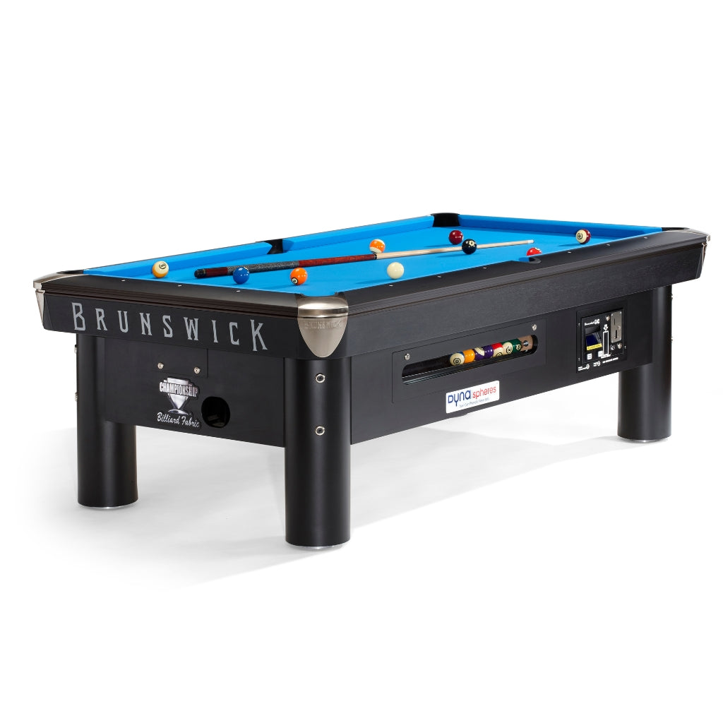 Brunswick Gold Crown Coin Operated Pool Table with Bill Acceptor - Game Room Spot