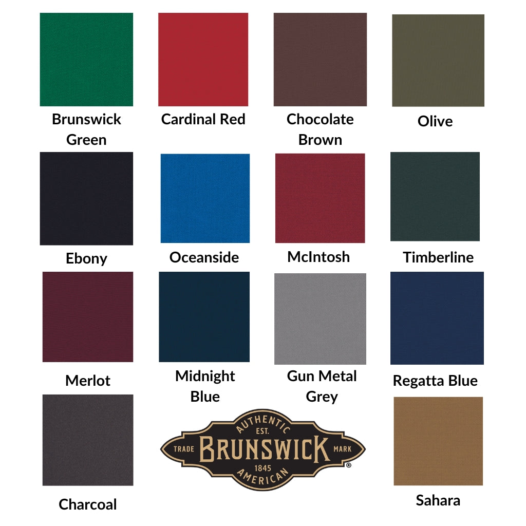 Brunswick Gold Crown VII 8 Foot Pool Table Cloth Colors - Game Room Spot