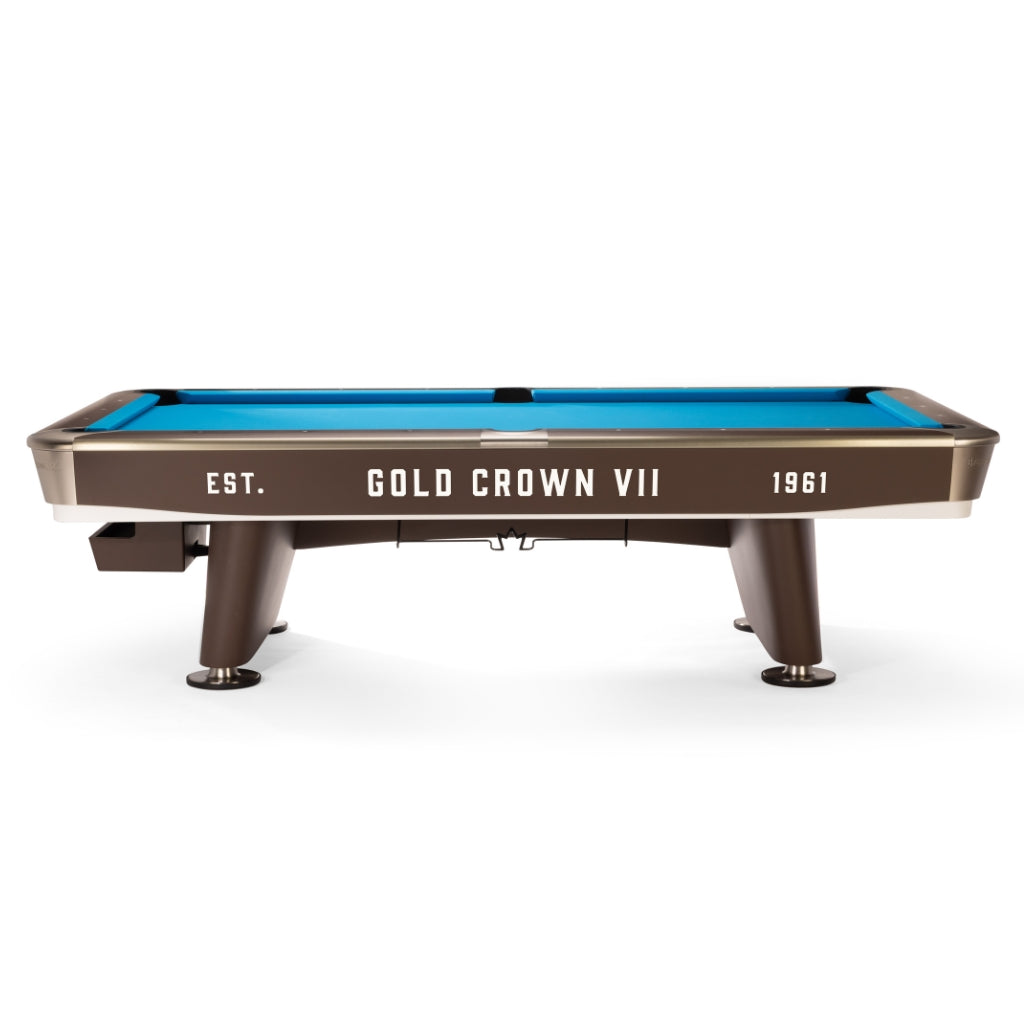 Brunswick Gold Crown VII 9 Foot Pool Table Side View - Game Room Spot