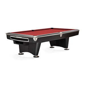 Brunswick Gold Crown VI Pool Table Matte Black in Cardinal Red - Game Room Spot