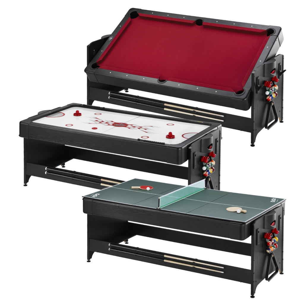 Fat Cat Original 3-in-1 Pockey Multi-Game Table in Red - Game Room Spot