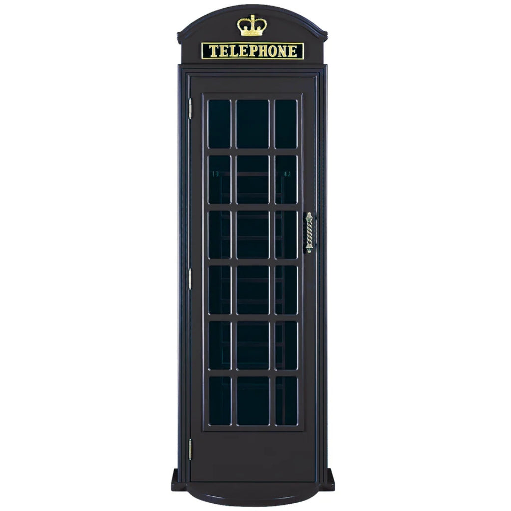 RAM Game Room Old English Telephone Booth Floor Cue Holder in Black - Game Room Spot