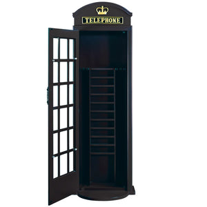 RAM Game Room Old English Telephone Booth Floor Cue Holder Opened in Black - Game Room Spot