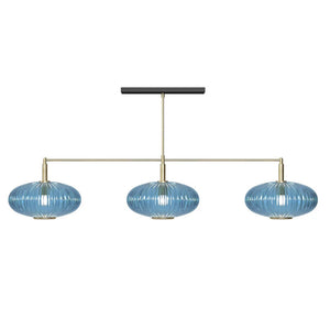 RAM Game Room Prohibition 54" 3 Shade Billiard Light Brass/Blue - Game Room Spot