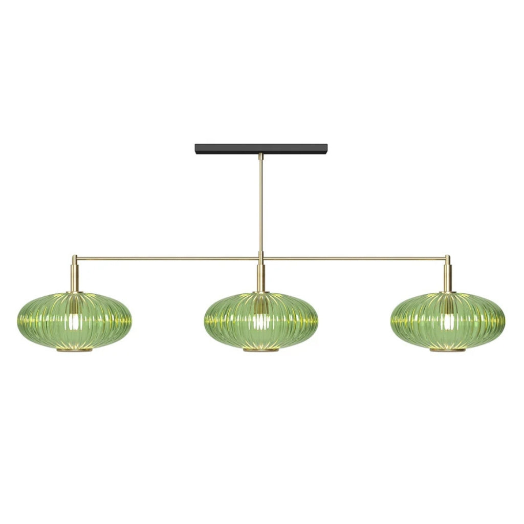 RAM Game Room Prohibition 54" 3 Shade Billiard Light Brass/Green - Game Room Spot