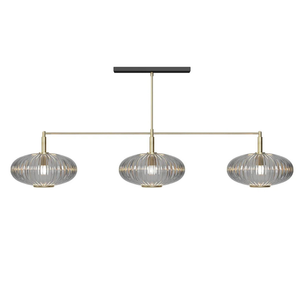 RAM Game Room Prohibition 54" 3 Shade Billiard Light Brass/Smoke - Game Room Spot