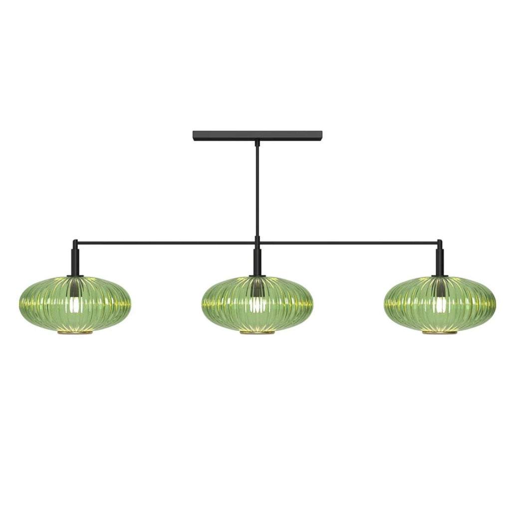 RAM Game Room Prohibition 54" 3 Shade Billiard Light Matte Black/Green - Game Room Spot