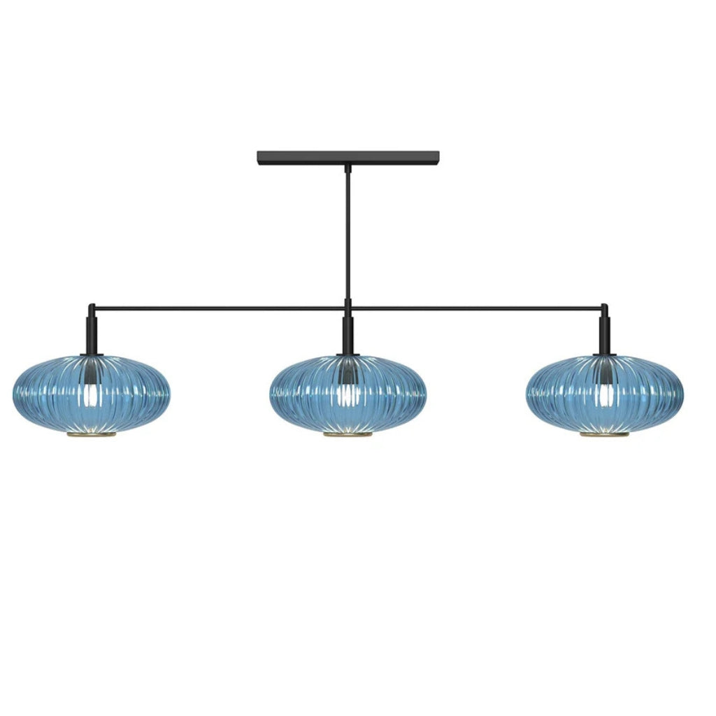 RAM Game Room Prohibition 54" 3 Shade Billiard Light Matte Black/Blue - Game Room Spot