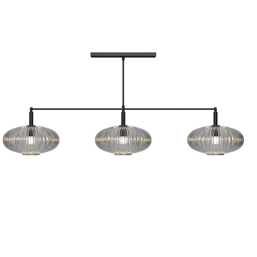 RAM Game Room Prohibition 54" 3 Shade Billiard Light Matte Black/Smoke - Game Room Spot