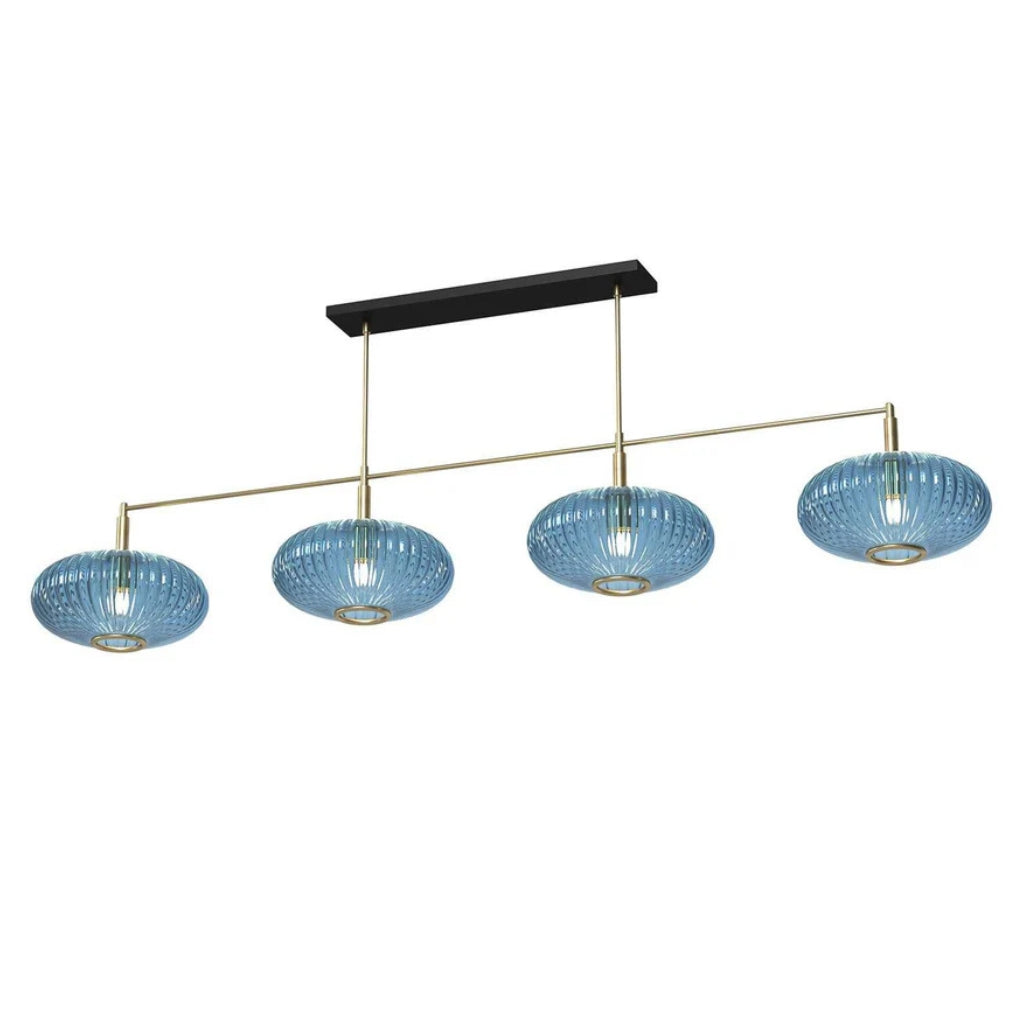 RAM Game Room Prohibition 66" 4 Shade Billiard Light in Brass - Game Room Spot