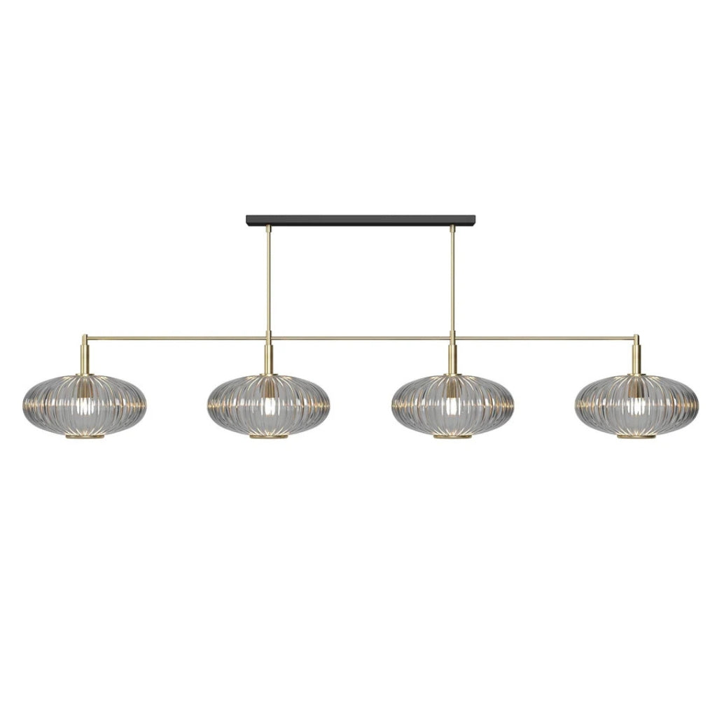 RAM Game Room Prohibition 66" 4 Shade Billiard Light in Brass/Smoke - Game Room Spot