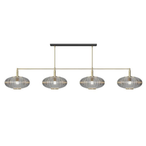 RAM Game Room Prohibition 66" 4 Shade Billiard Light in Brass/Smoke - Game Room Spot