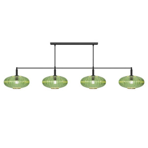 RAM Game Room Prohibition 66" 4 Shade Billiard Light in Matte Black/Green - Game Room Spot
