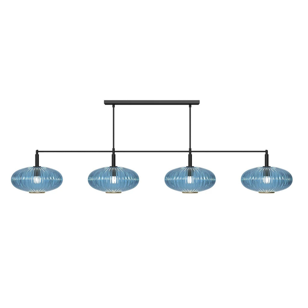 RAM Game Room Prohibition 66" 4 Shade Billiard Light in Matte Black/Blue - Game Room Spot