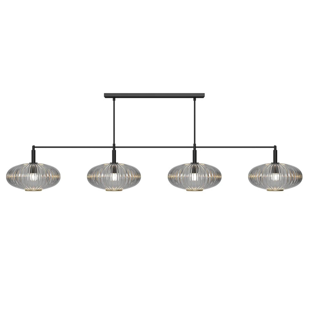 RAM Game Room Prohibition 66" 4 Shade Billiard Light in Matte Black/Smoke - Game Room Spot