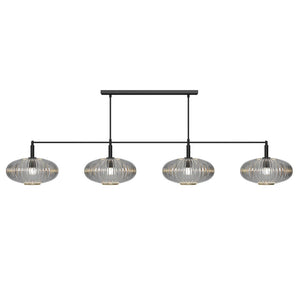 RAM Game Room Prohibition 66" 4 Shade Billiard Light in Matte Black/Smoke - Game Room Spot