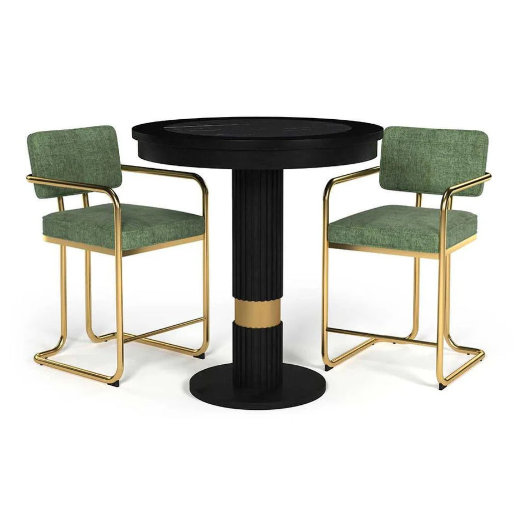 RAM Game Room Prohibition Pub Table Set in Matte Black/Vintage Green - Game Room Spot