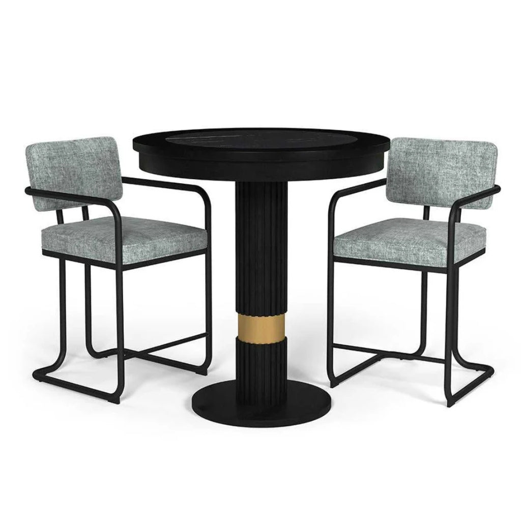 RAM Game Room Prohibition Pub Table Set in Matte Black/Vintage Gray - Game Room Spot