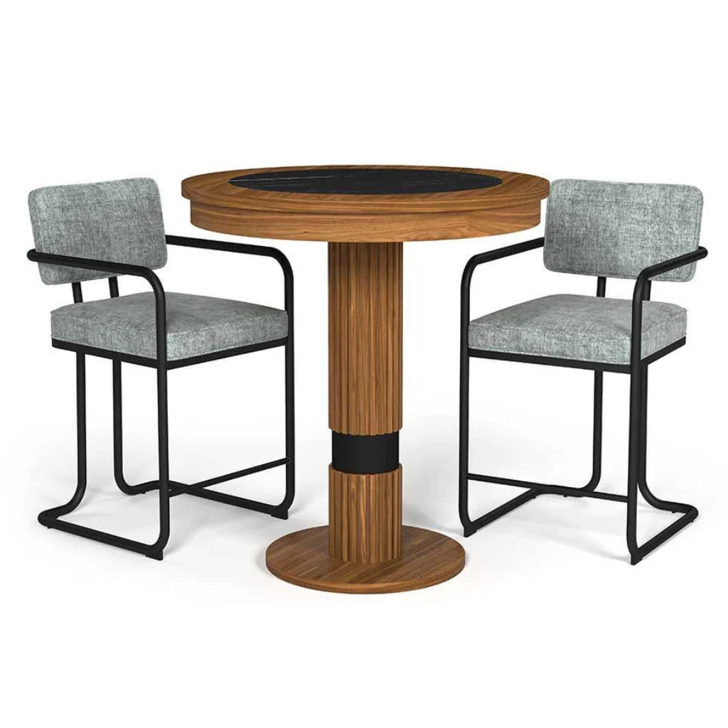 RAM Game Room Prohibition Pub Table Set in Matte Walnut/Vintage Gray - Game Room Spot