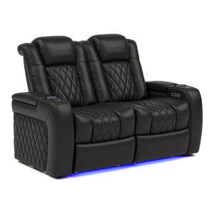 Valencia Tuscany Black leather recliner seats - loveseat configuration