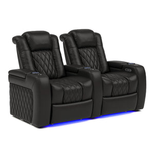 Valencia Tuscany Black leather recliner seats - row of 2