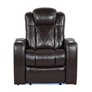 Valencia Brown leather recliner chair with diamond pattern on a white background
