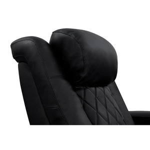 Valencia Tuscany Heat and Massage Black quilted leather seat with headrest.