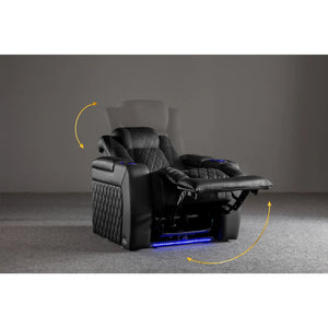 Valencia Tuscany Luxury Black reclined chair with LED lights.