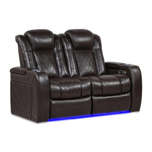 Row of 2 Valencia Tuscany Brown leather recliners 