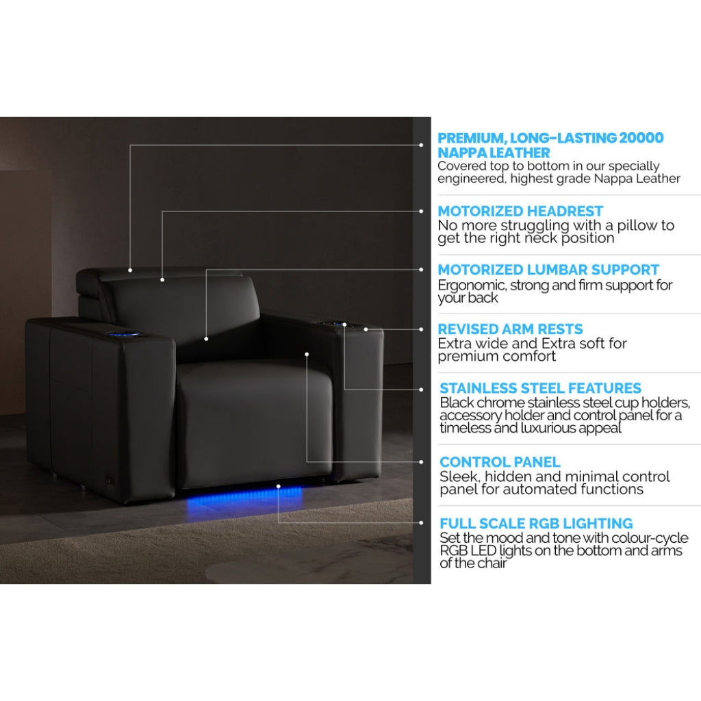 Valencia Barcelona Grand Ultimate Luxury Edition Home Theater Seating Features - Game Room Spot