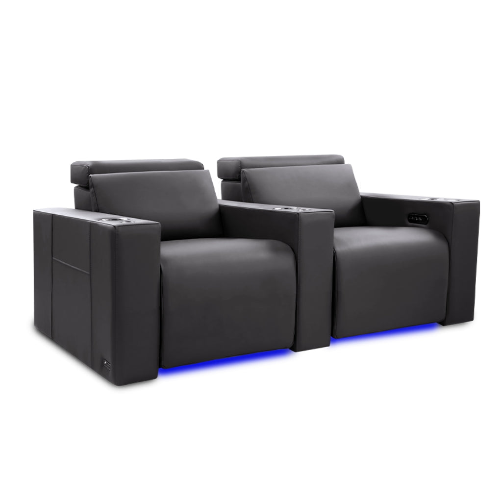 Valencia Barcelona Ultimate Luxury Edition Home Theater Seating Graphite Row of 2 - Game Room Spot