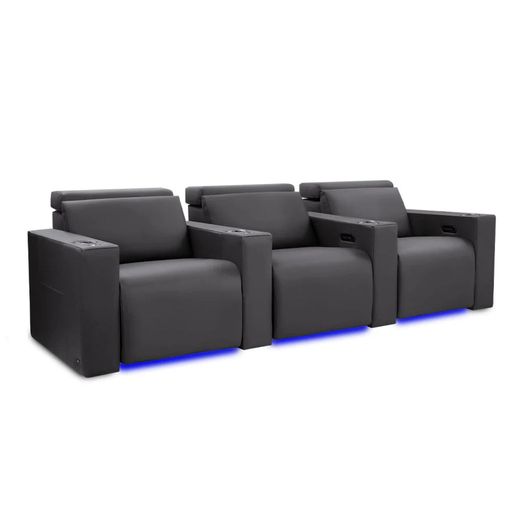Valencia Barcelona Ultimate Luxury Edition Home Theater Seating Graphite Row of 3 - Game Room Spot