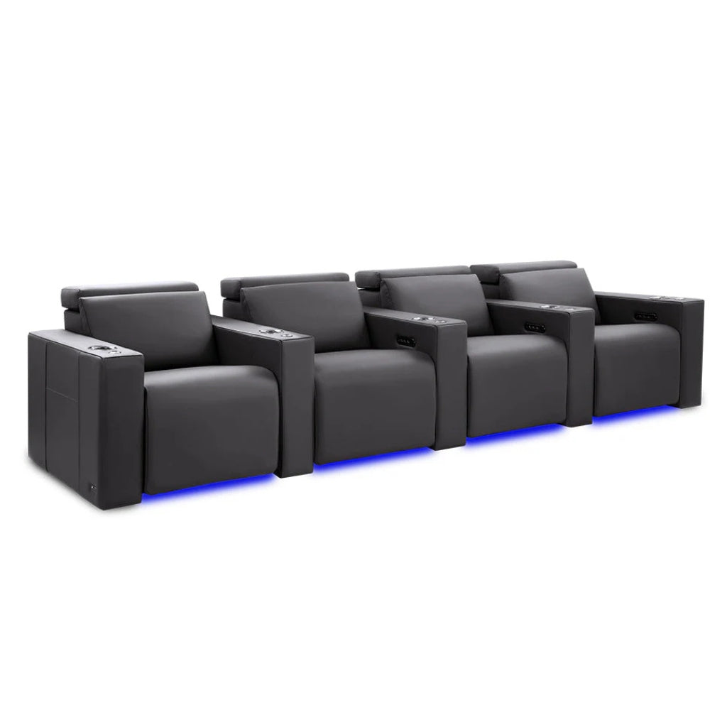 Valencia Barcelona Ultimate Luxury Edition Home Theater Seating Graphite Row of 4 - Game Room Spot