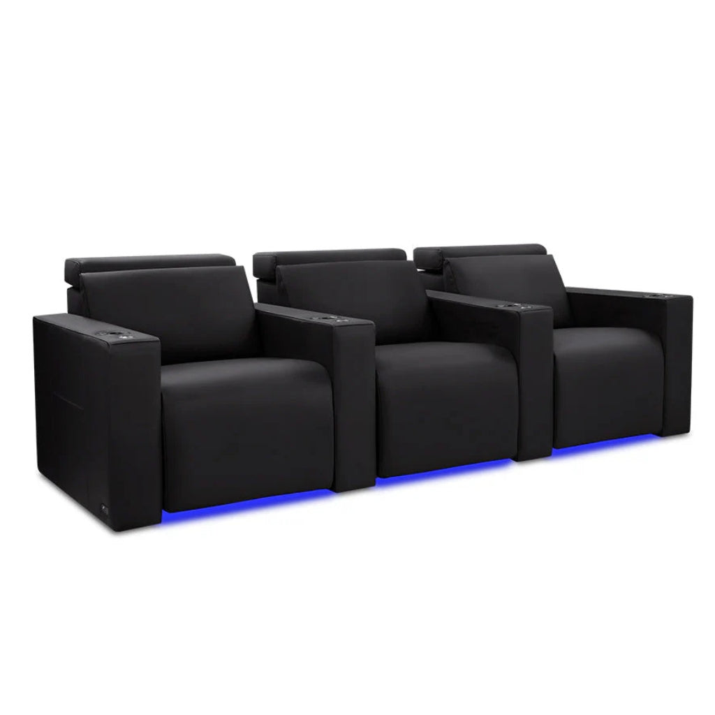 Valencia Barcelona Ultimate Luxury Edition Home Theater Seating Onyx Row of 3 - Game Room Spot
