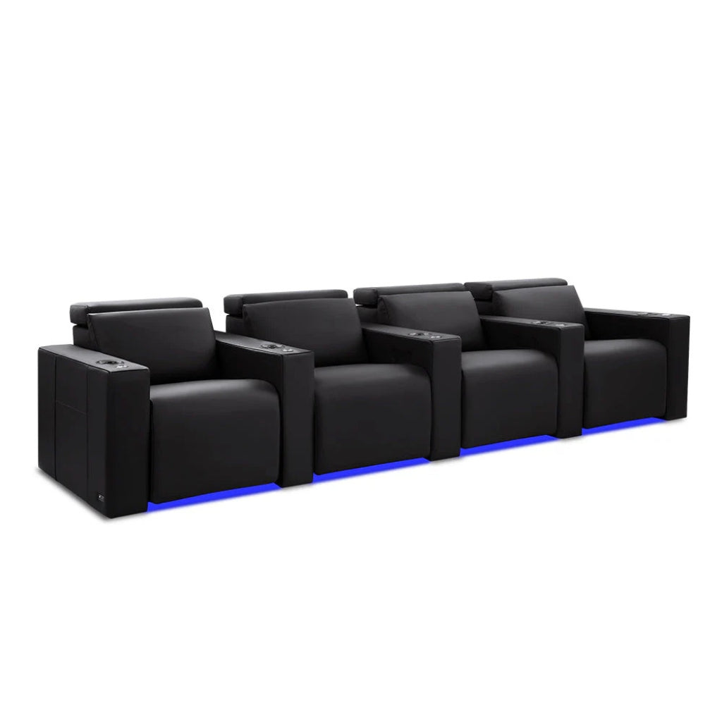 Valencia Barcelona Ultimate Luxury Edition Home Theater Seating Onyx Row of 4 - Game Room Spot