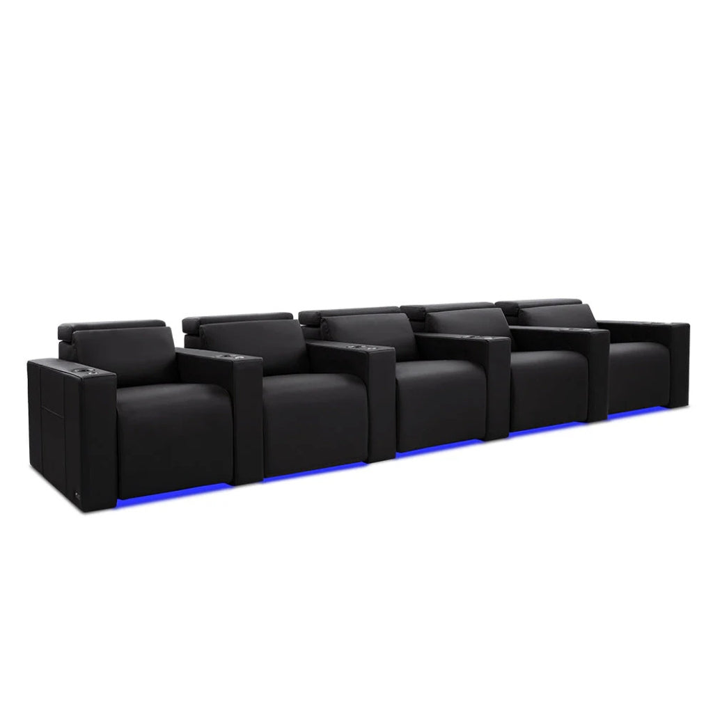 Valencia Barcelona Ultimate Luxury Edition Home Theater Seating Onyx Row of 5 - Game Room Spot