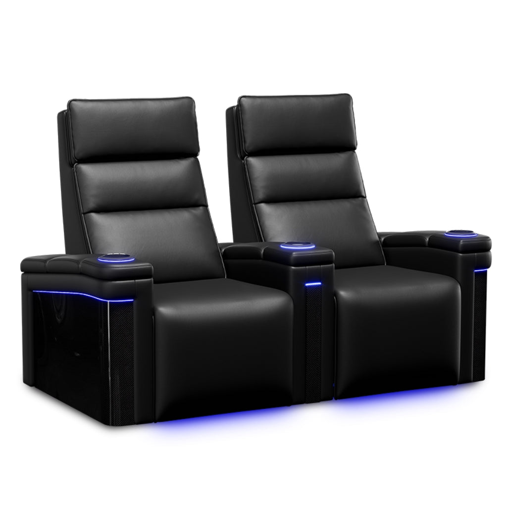 Valencia Monza Carbon Fiber Home Theater Seating Row of 2 - Game Room Spot