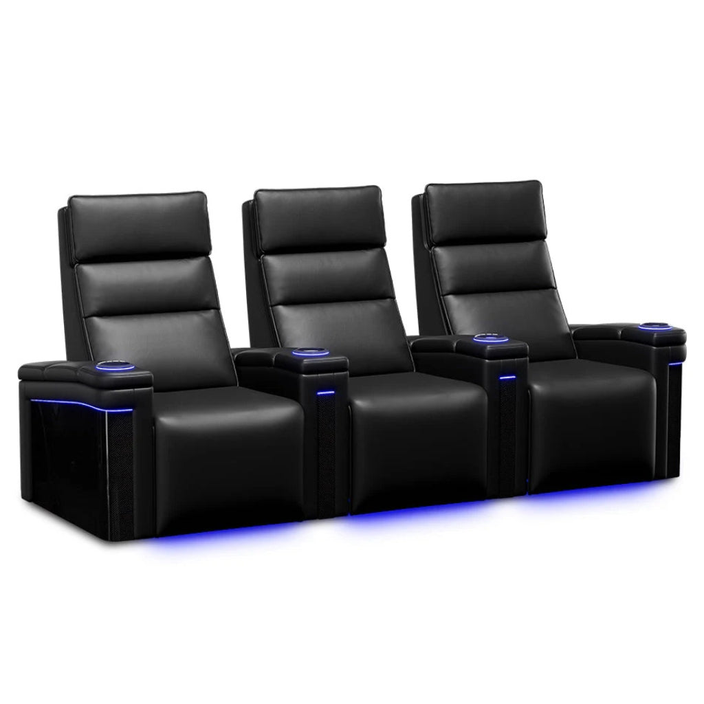 Valencia Monza Carbon Fiber Home Theater Seating Row of 3 - Game Room Spot