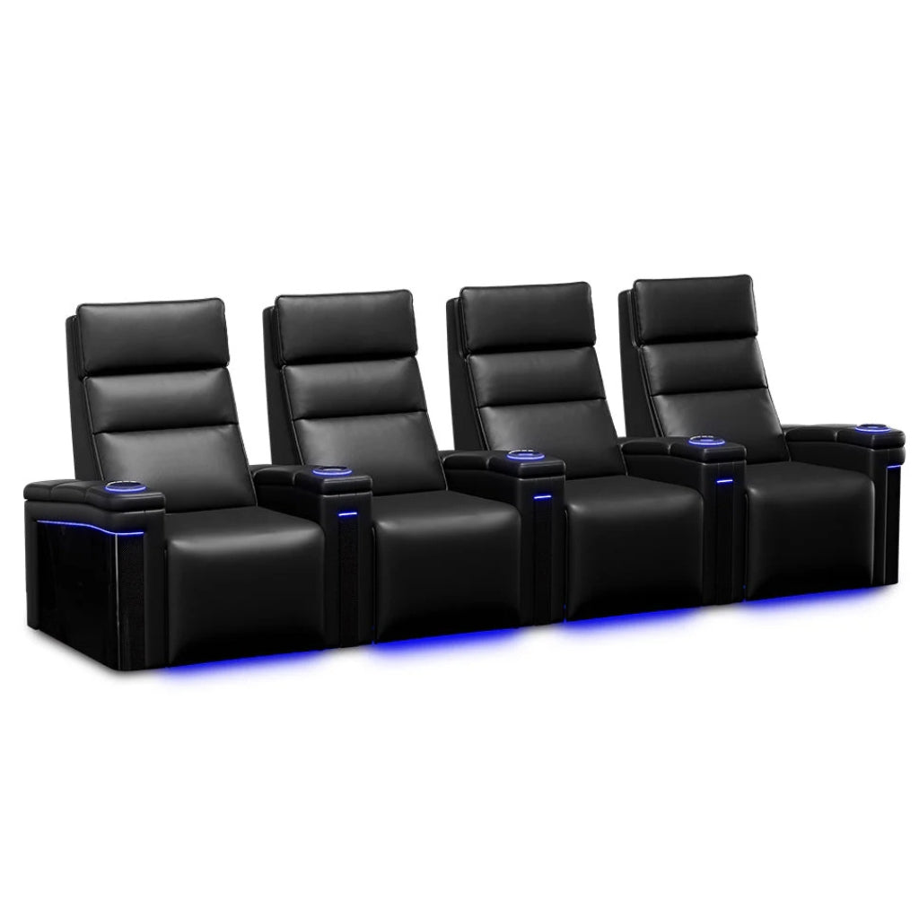 Valencia Monza Carbon Fiber Home Theater Seating Row of 4 - Game Room Spot