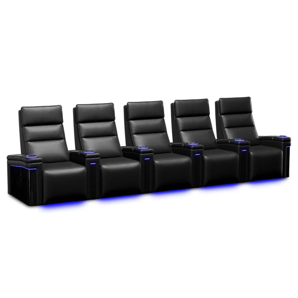 Valencia Monza Carbon Fiber Home Theater Seating Row of 5 - Game Room Spot