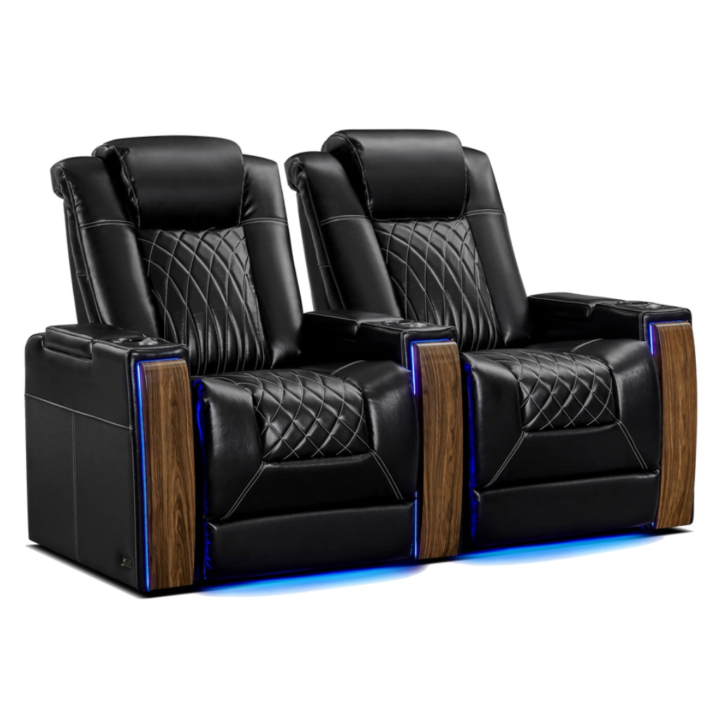 Valencia Tuscany Executive Heat & Massage Home Theater Seating Row of 2  - Game Room Spot