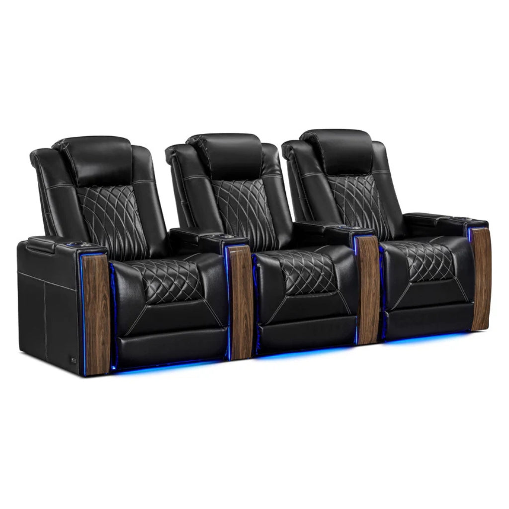 Valencia Tuscany Executive Heat & Massage Home Theater Seating Row of 3 - Game Room Spot