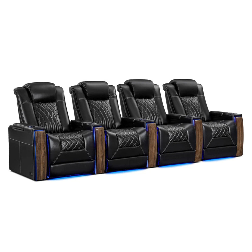 Valencia Tuscany Executive Heat & Massage Home Theater Seating Row of 4 - Game Room Spot
