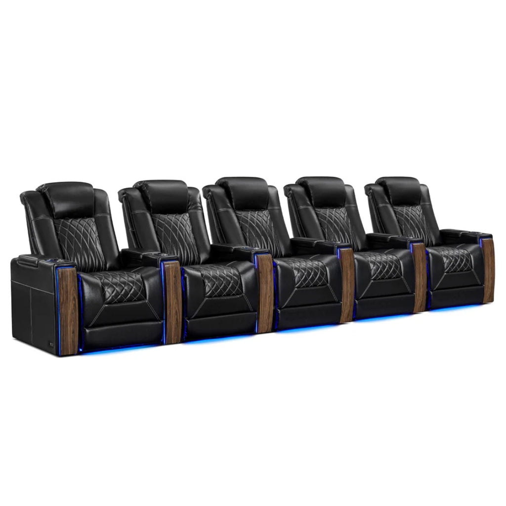 Valencia Tuscany Executive Heat & Massage Home Theater Seating Row of 5 - Game Room Spot