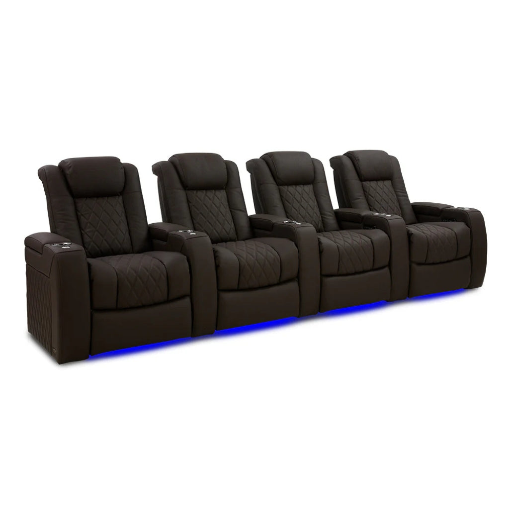Valencia Tuscany Ultimate Edition Home Theater Seating Dark Roast Row of 4 - Game Room Spot